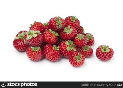 Heap of fresh ripe strasberries on white background