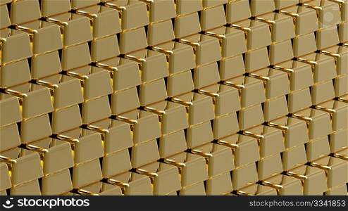 Heap of gold bullion 3d render money concept