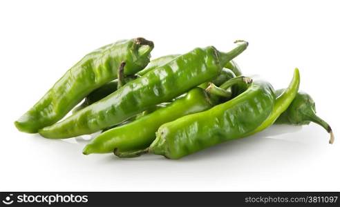 Heap of green pepper isolated on a white background