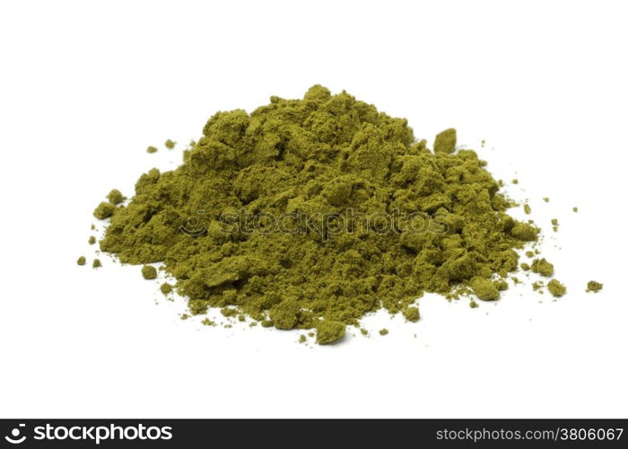 Heap of henna powder on white background