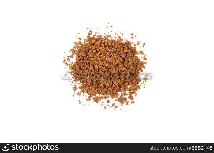 Heap of instant coffee isolated on white background