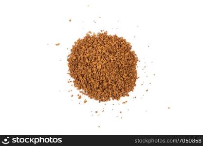 Heap of instant coffee isolated on white background