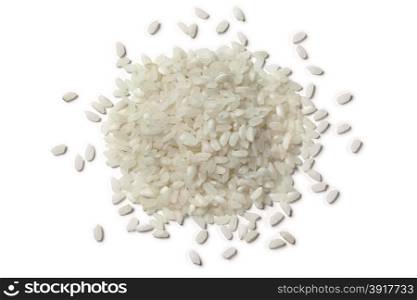 Heap of Japanese sushi rice on white background
