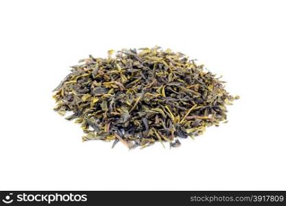Heap of Loose green tea Earl Grey isolated on white background