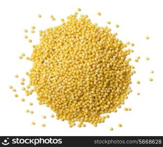 Heap of millet seeds isolated on white
