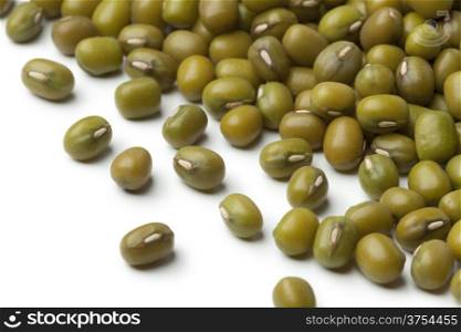 Heap of Mung beans on white background