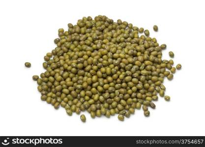 Heap of Mung beans on white background