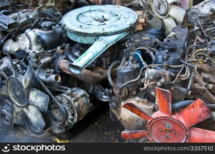 heap of old car parts in a thai Chinatown