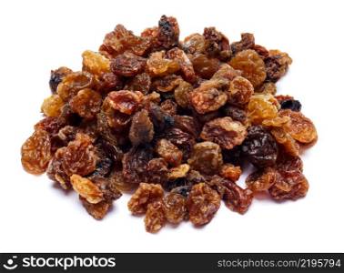 Heap of organbic raisins on white background. Heap of raisins on white background