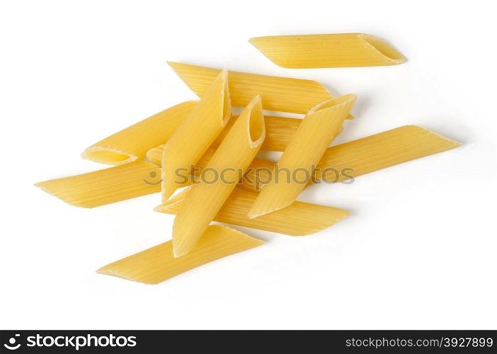heap of pasta on white background with clipping path