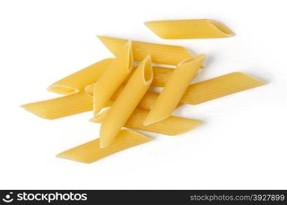 heap of pasta on white background with clipping path