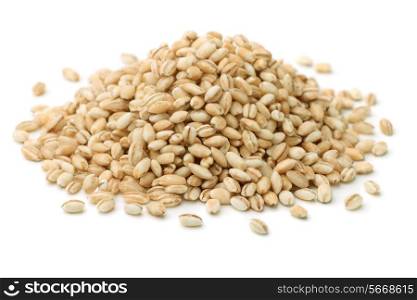 Heap of pearl barley isolated on white