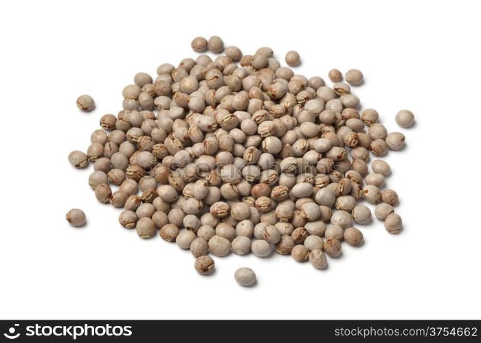 Heap of pigeon peas on white background