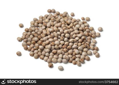 Heap of pigeon peas on white background