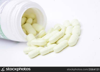 heap of pills isolated on the white background