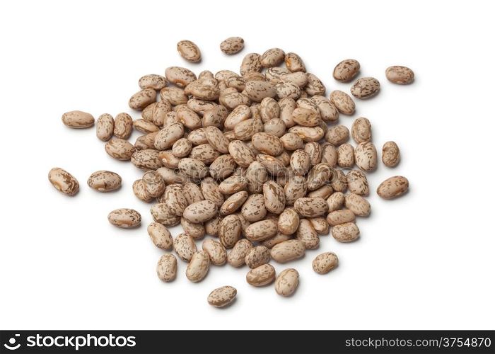 Heap of pinto beans on white background