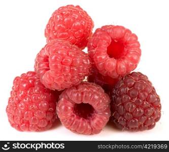 Heap of raspberry isolated on white background
