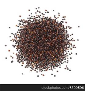 Heap of raw black Quinoa on white background