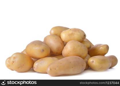 heap of raw potatoes islated on white background