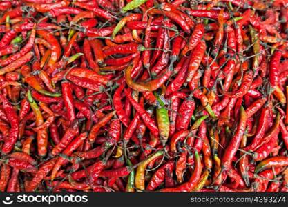Heap of red chili pepper as a natural background