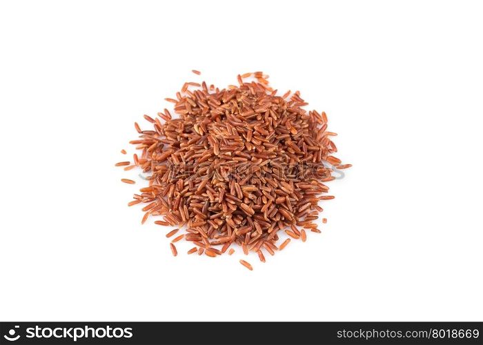 Heap of red rice isolated on white background