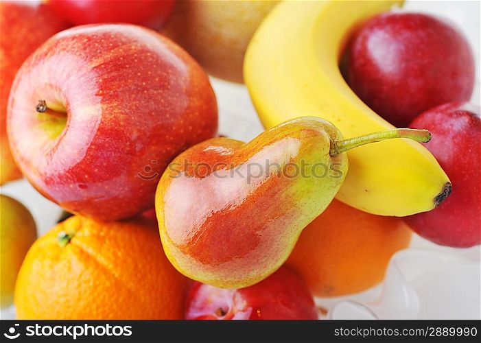 heap of ripe tasty fruit close up