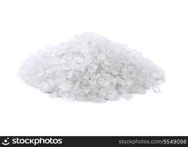 Heap of salt crystals isolated on white