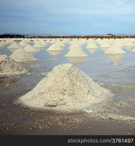 Heap of sea salt in salt farm