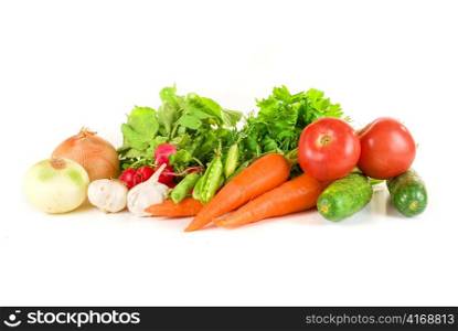 heap of vegetables isolated on white background