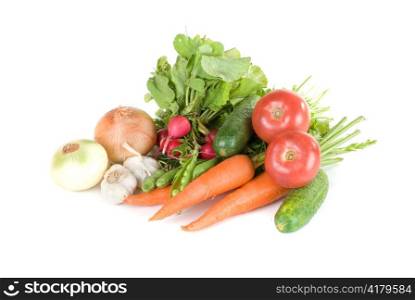 heap of vegetables isolated on white background