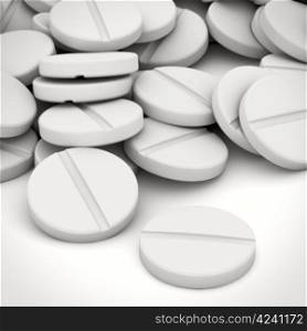 Heap of white tablets