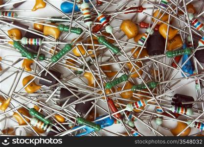 heap old electronic components,background