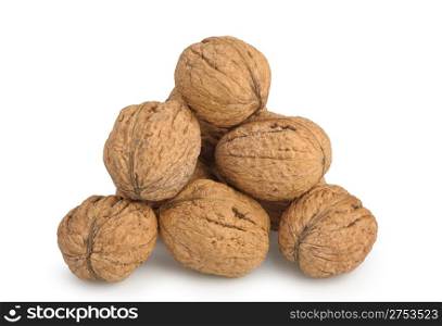 Heap walnut. It is isolated on a white background