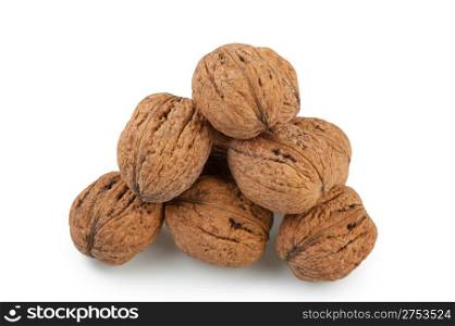 Heap walnut. It is isolated on a white background