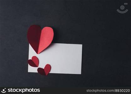 Heart and blank with note card on Red background