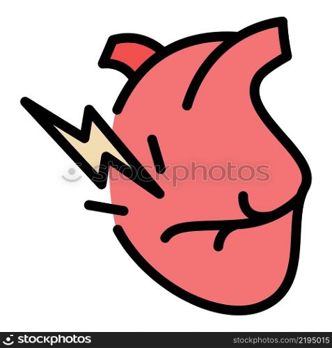 Heart attack icon. Outline heart attack vector icon color flat isolated. Heart attack icon color outline vector