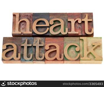 heart attack - isolated words in vintage wood letterpress printing blocks