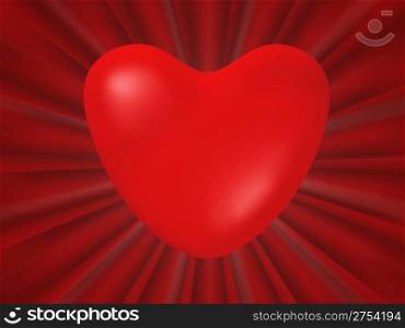 Heart background. 3D shape heart with beams on a background