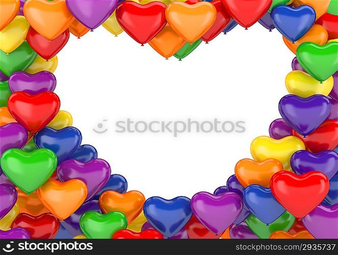 ""Heart balloons background (love, valentine day series; 3d isolated characters)""