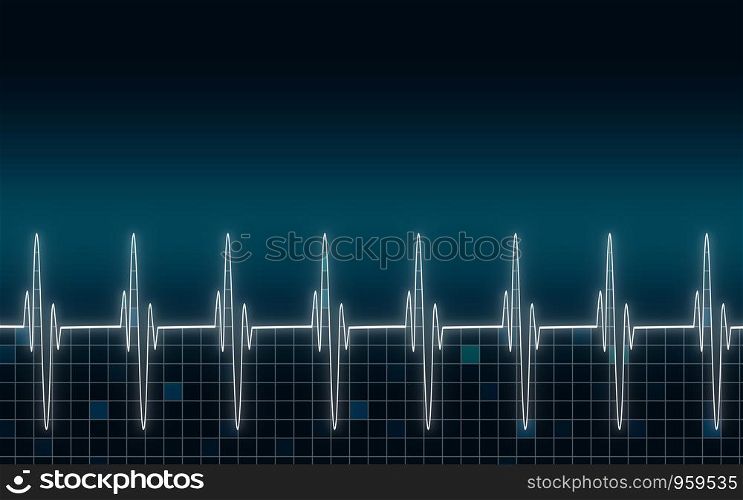 Heart beat cardiogram with blue background,3D rendering
