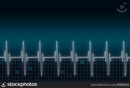 Heart beat cardiogram with blue background,3D rendering