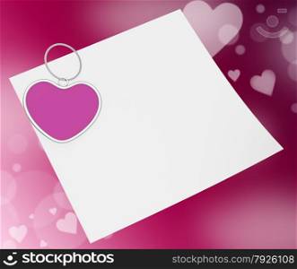 Heart Clip On Note Meaning Valentines Card Or Romantic Letter
