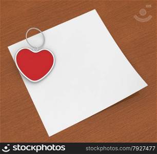 Heart Clip On Note Showing Affection Note Or Love Letter