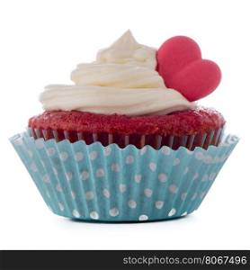 Heart Cupcake for Valentine's Day on White.