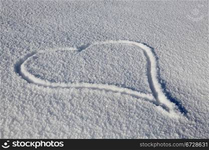 Heart Drawn In Fresh Snow