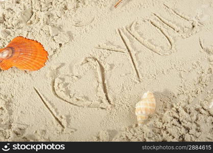 heart drawn in the smooth sand