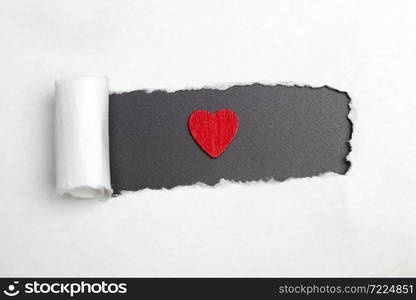 Heart for exploding a piece of paper.. Heart on black and white background.