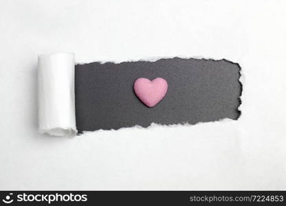 Heart for exploding a piece of paper.. Heart on black and white background.