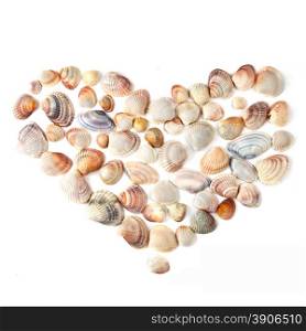 heart for valentine&rsquo;s day from color shells isolated on white