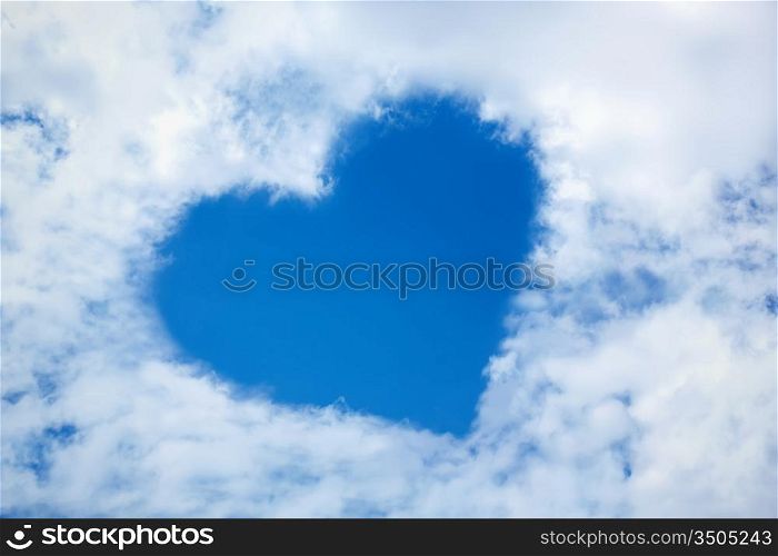 Heart from cloud in the blue sky